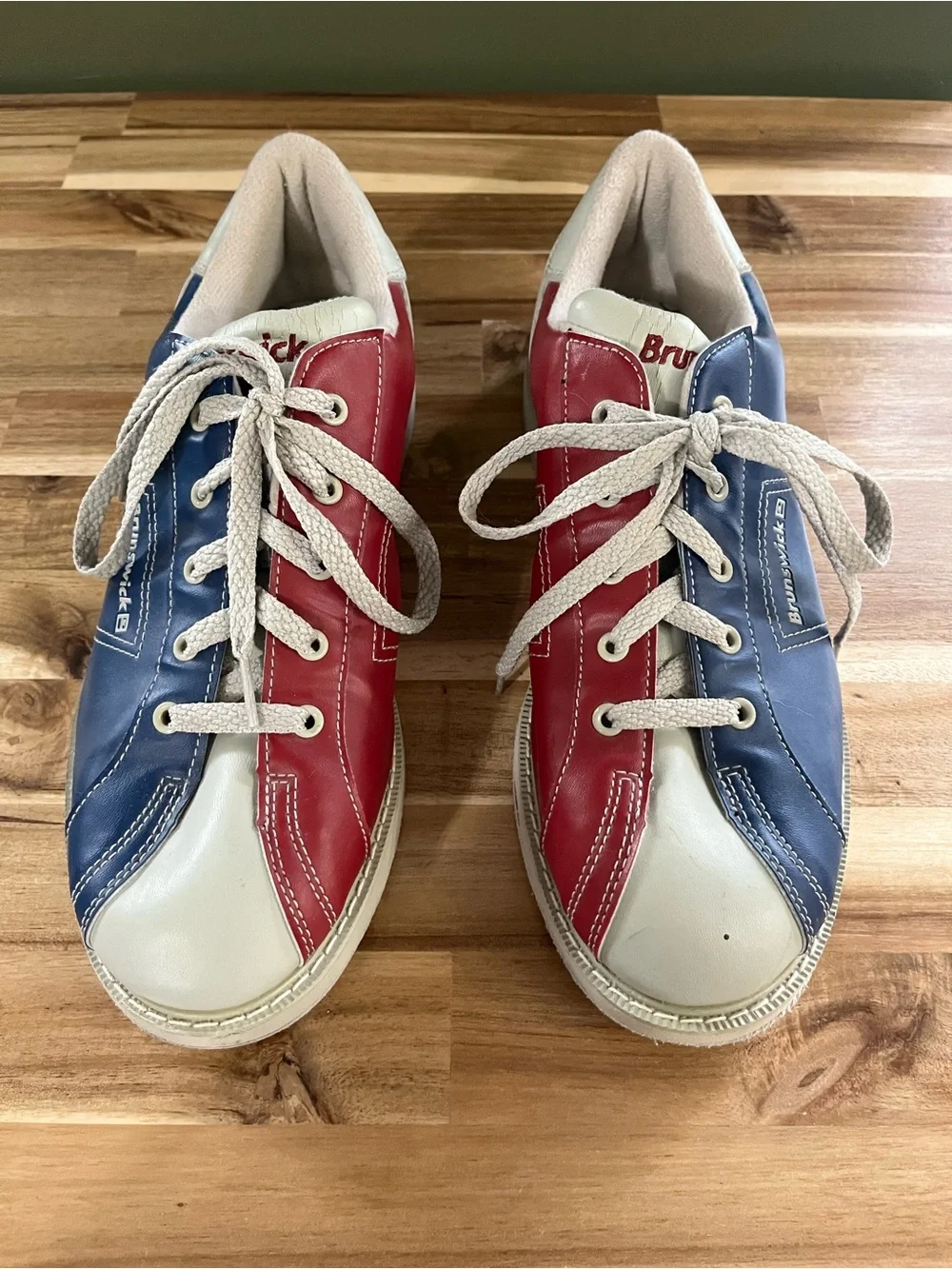 Men’s Tri-Color Leather Bowling Shoes - Red Blue White